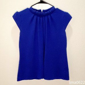 ELLE Women's Blue Pleated Mockneck Top, Large